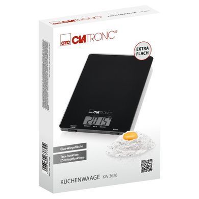 Кухонні ваги Clatronic KW 3626 скляні чорні