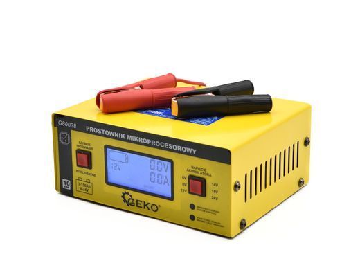 Мікропроцесорний зарядний пристрій з РК-дисплеєм 6/12/24 В Geko G80038