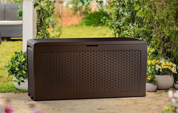 Садовий ящик для тераси коричневий 270 л Samoa Rattan Box Keter