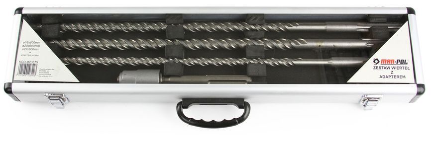 Комплект свердел SDS-MAX 3wier+адаптер Marpol M23575