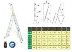 Лестница алюминиевая 3x10 ступенек 6,57 м форте