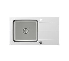 Кухонна мийка з алебастру Quadron FUS_E7844BI Edward 111 Fusion білий - граніт/сталь, вбудовується в стільницю, сушарка
