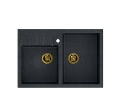 Кухонна мийка Quadron HCQB9062U8_PVDG1 Bill 120 чорний діамант - чорний/золото - граніт - вставка - злив