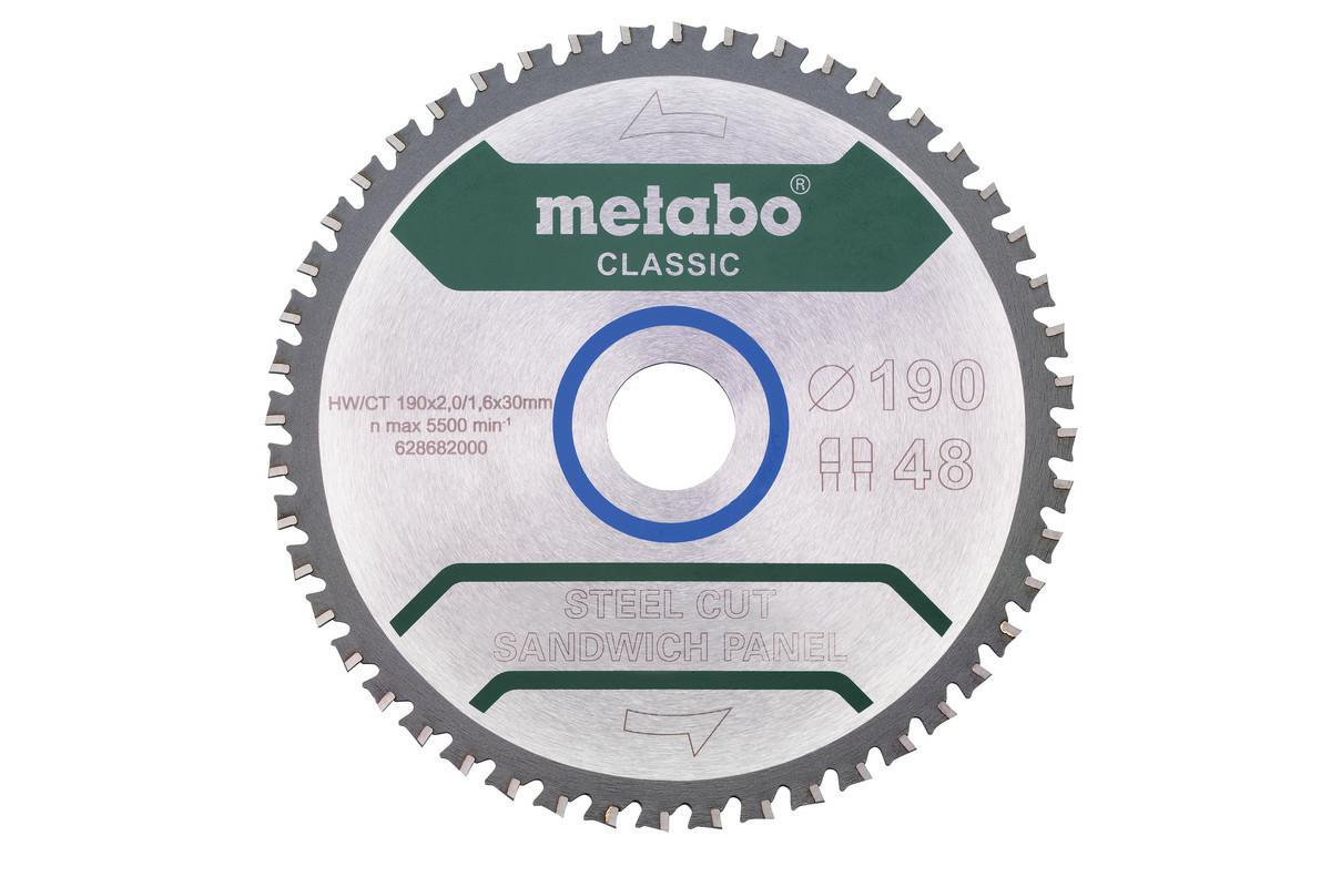 Пильный диск Metabo FZ/FA 190x30x48z для стали и сэндвич-панелей, классический