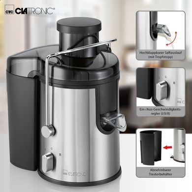 Автоматическая соковыжималка нержавеющая сталь/черный Clatronic AE 3666