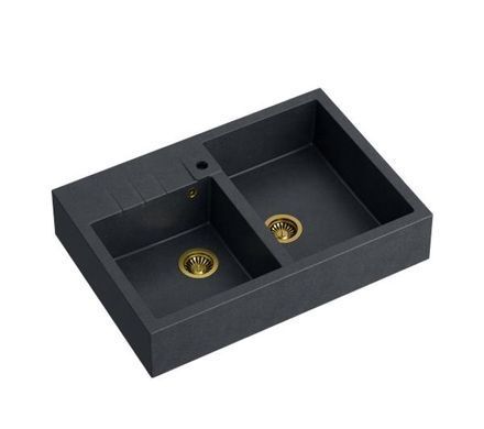 Кухонная мойка Quadron HCQB9062U8_PVDG1 Bill 120 black diamond - black/gold - гранит - вставка - слив
