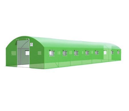 Теплиця садова, парник Focus Garden 4x8x2 (подвійні двері) зелена