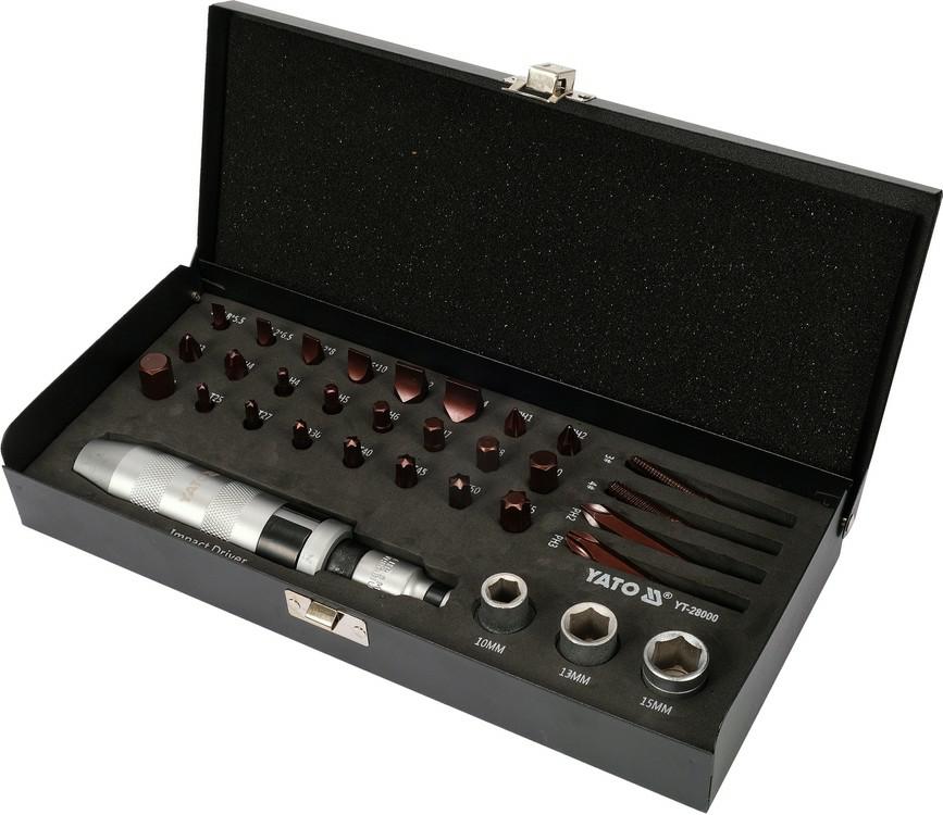 Набір ударних викруток YATO YT-28000, 32 шт: біти SL, PH, HEX, TORX