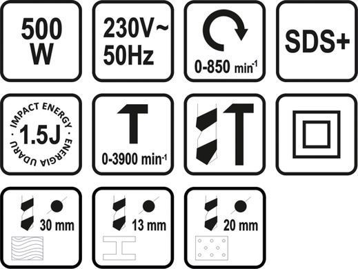 STHOR ПЕРФОРАТОР SDS PLUS 500W 2 ФУНКЦІЇ...