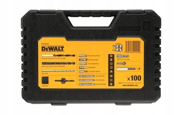 DEWALT НАБОР СВЕРЛ И БИТ 100шт.