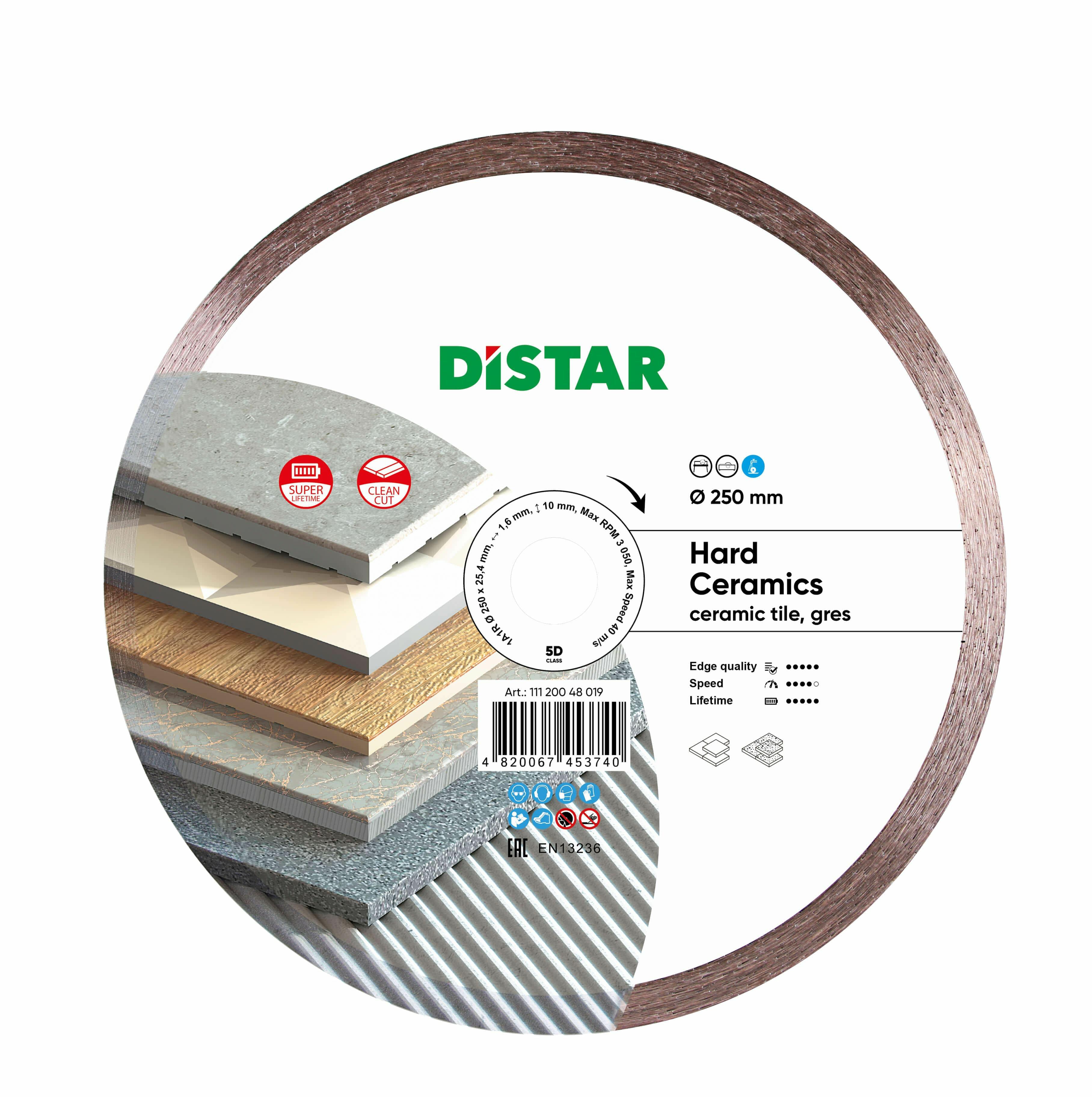 Алмазный диск Distar Hard Ceramics 250 x 1,6 мм для керамики с водяным охлаждением