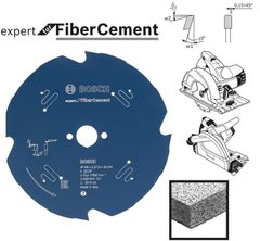 Пильный диск fiber cement expert 160x20мм 4-зубца BOSCH