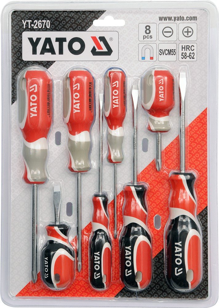 Набор отвёрток YATO 8 шт. плоские и крестовые SVCM55 YT-2670
