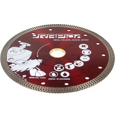 Абразивний диск 180x10x25,4/22,2мм RAPID SILENT CUT RED Mar-Pol M08708