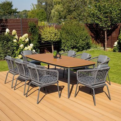 Стол и стулья для сада Furrore Roma Dinning 8+1 Dark Grey