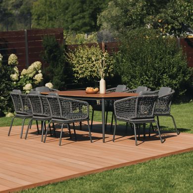 Стол и стулья для сада Furrore Roma Dinning 8+1 Dark Grey
