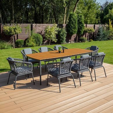 Стол и стулья для сада Furrore Roma Dinning 8+1 Dark Grey