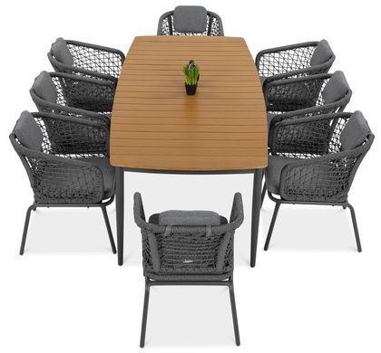 Стол и стулья для сада Furrore Roma Dinning 8+1 Dark Grey