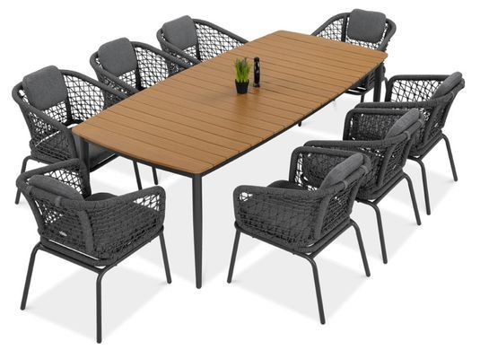 Стол и стулья для сада Furrore Roma Dinning 8+1 Dark Grey