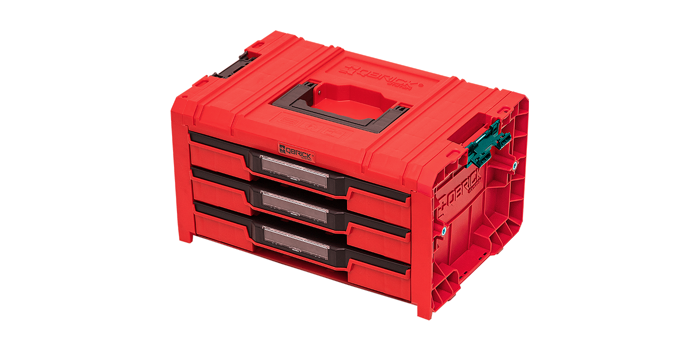 Ящик для инструментов Qbrick System PRO Drawer 3 Toolbox 2.0 Expert красный, 3 ящика