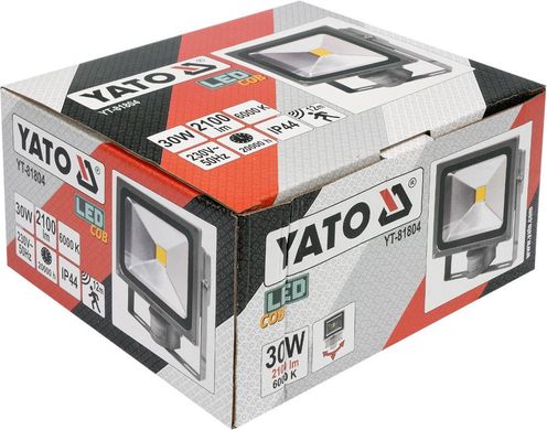 Yato прожектор светодиодный с датчиком движения 30 Вт 2100lm cob