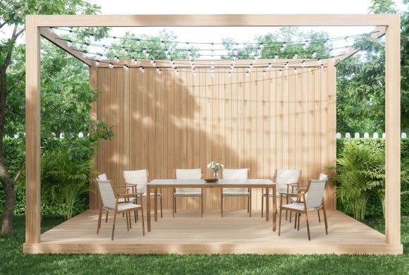 Комплект мебели для сада и террасы Wood Look PATTAYA DINING стол и 8 кресел Focus Garden