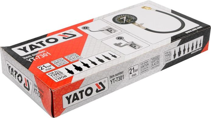 Тестер компресії з різьбовим перехідником Yato YT-7301