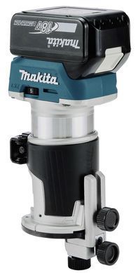 Фрезер акумуляторний MAKITA DRT50RTJX2 6 мм / 8 мм LXT 18 В BLDC + 2 акумулятори по 5,0 Ач + зарядний пристрій + чохол MAKPAC