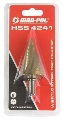 Спіральне свердло ступінчасте 20-34мм HSS4241 Mar-Pol M22324
