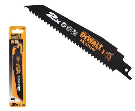 Пильное полотно для сабельной пилы Dewalt, набор 5шт., 152мм дерево с гвоздями Extreme /5шт.