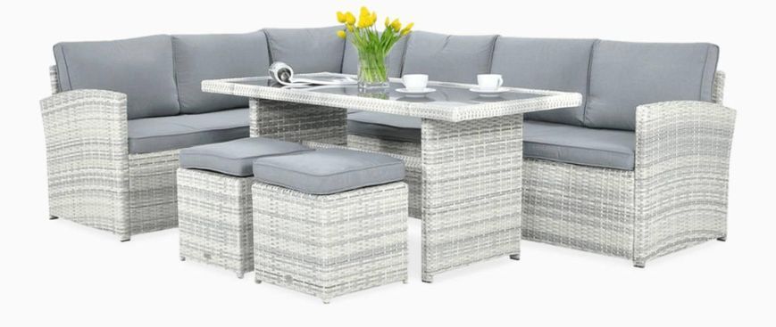 Садові меблі для тераси з техноротанга Salo White Grey