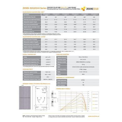 Сонячна панель 455Вт ZNSHINE Kraft&Dele ZS455W-cz BIFICIAL