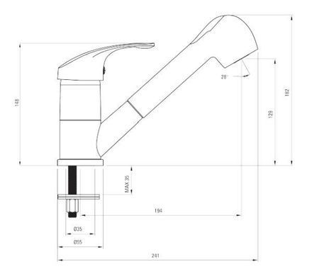 Смеситель Deante PEPE GRAPHITE. BDP271M - графит - латунь