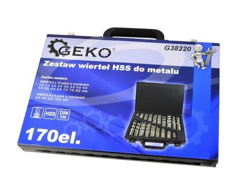 Набор сверл по металлу HSS 170 штук Geko G38220