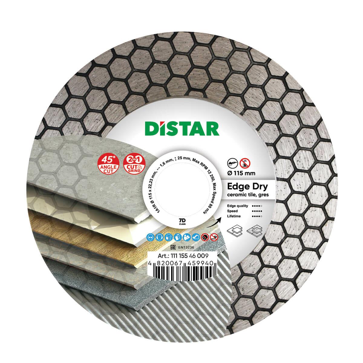 Алмазный диск Distar Edge Dry 115 x 1,6 мм для снятия фаски 45° на плитке