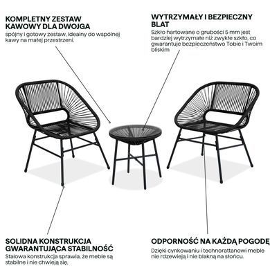 Комплект садовой мебели 2+1 MAYA NEW Black Bj&oslash;rkka