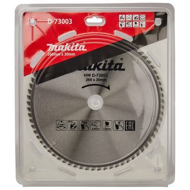 Пильный диск по алюминию 260 мм 70 зубьев TCT Makita D-73003
