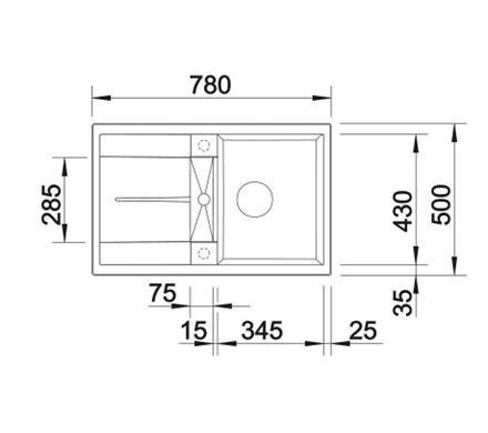 Кухонная мойка Blanco METRA 45 S 525914 - черный - гранит - скрытого монтажа - слив