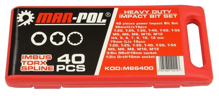 Біти для ключів 40шт IMBUS TORX SPLINE Mar-pol M66400