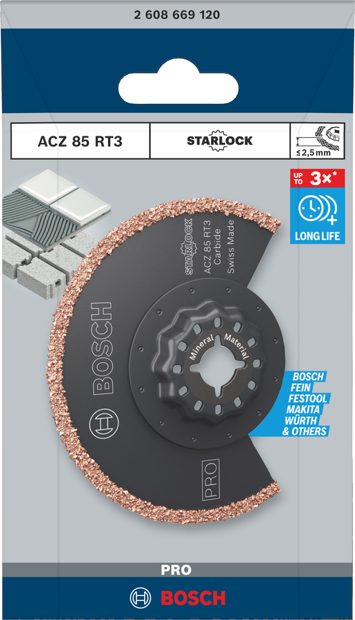 Полотно Bosch MT Pro ACZ 85 RT3 для удаления затирки, 85 x 2,5 мм