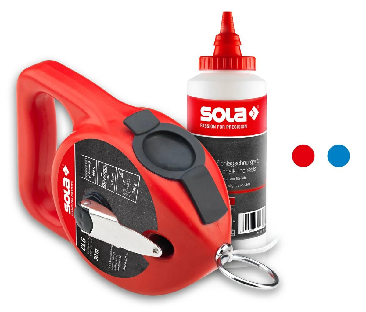 Шнур трассировочный SOLA CLG 30 SET B, 30 м, в комплекте с синим мелом