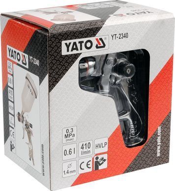 Пневмокраскопульт HVLP 1,4 мм Yato YT-2340 з верхнім бачком
