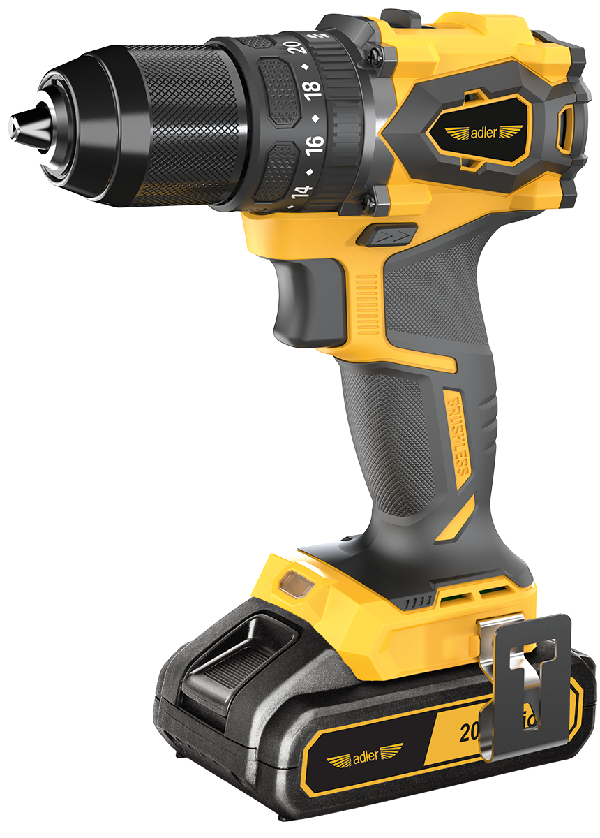 Дриль-шуруповерт ударний акумуляторний ADLER AKU1710W 20V, акумулятор 2 Ah