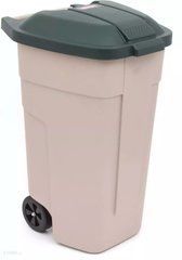 Вместительный контейнер для мусора Refuse Bin O/W 110L бежевый-зеленый Keter 176805