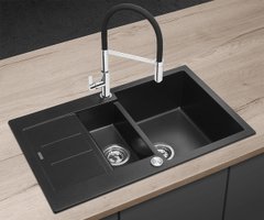 Кухонная гранитная мойка со сливом Concept black dg205c60bc