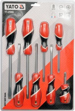 Yato отвертки набор 8шт. плоские / CROSS-s2 58 hrc 25966