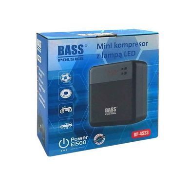 Міні-компресор автомобільний зі світлодіодною лампою та набором насадок Bass Polska 4523