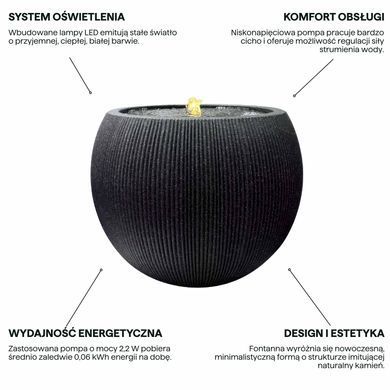 Фонтан садовый декоративный AQUALIGHT LED графитовый MoodMe