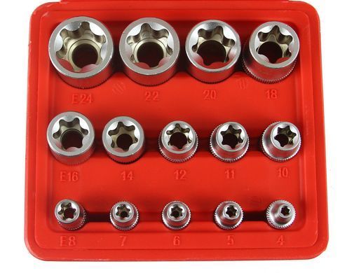 Набір головок торцевих TORX насадка E4 - E24 1/2" + 3/8" + 1/4" Mar-Pol M66422