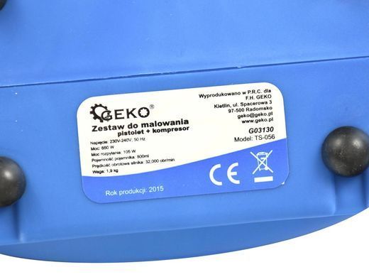 Фарбувальний пістолет + компресорний комплект Geko G03130